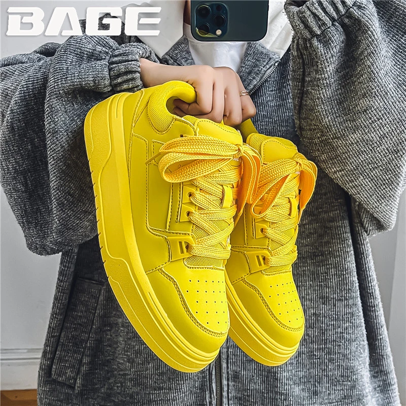八哥黄色男鞋冬季潮流百搭炸街空军休闲一号板鞋男士增高运动潮鞋