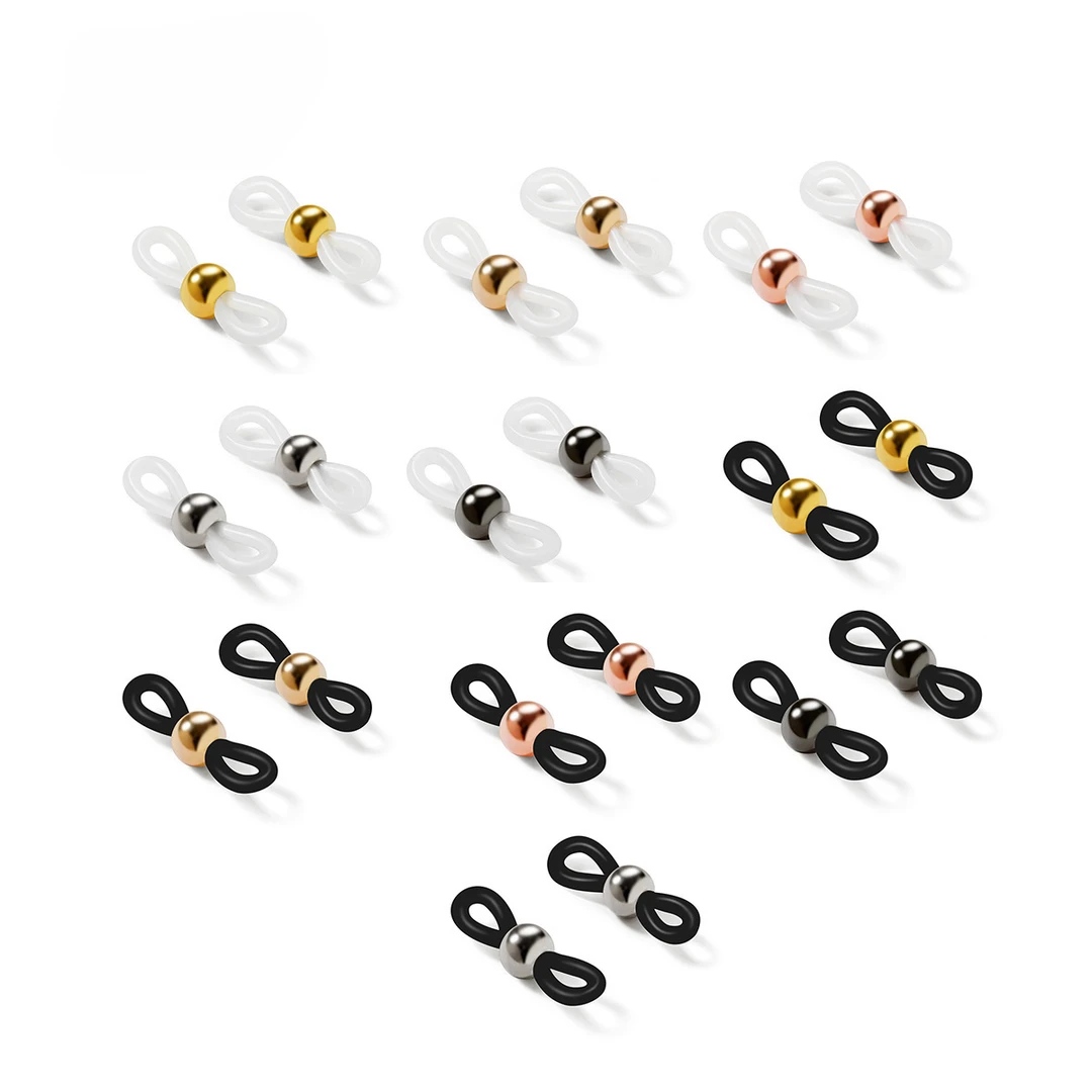 DIY铜珠款硅胶扣眼镜链眼镜绳硅胶防丢圈眼镜配件 铜珠