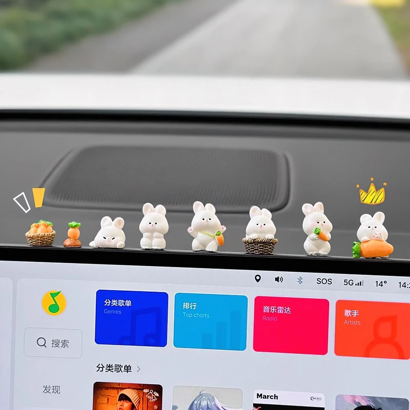 车内饰品摆件网红可爱卡通兔子汽车中控台摆件屏幕趴趴车载装饰品