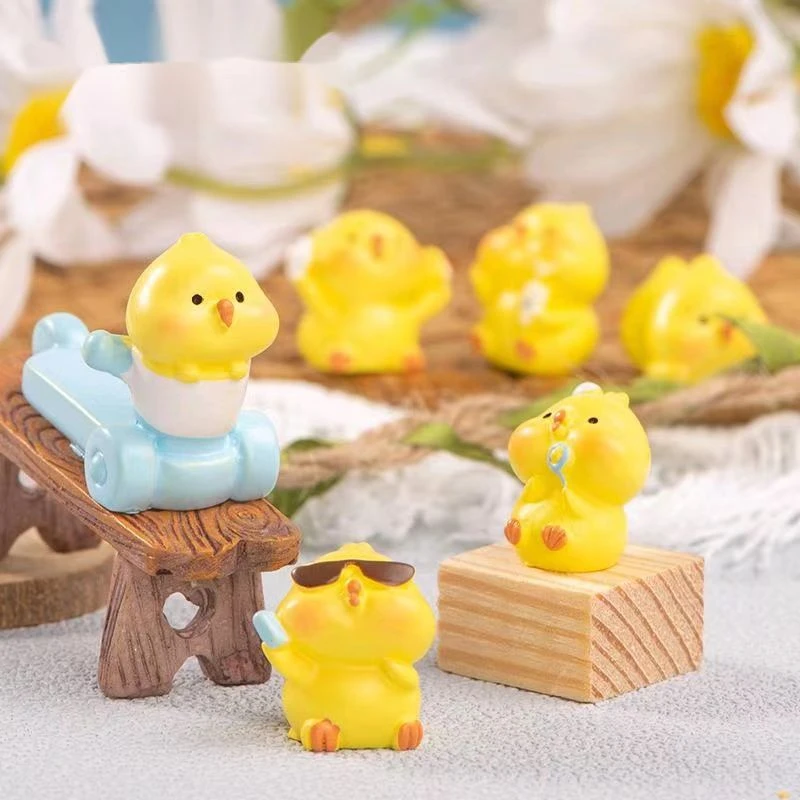 新品治愈小黄鸡动物树脂创意可爱公仔桌面摆件装饰品微景观摆件