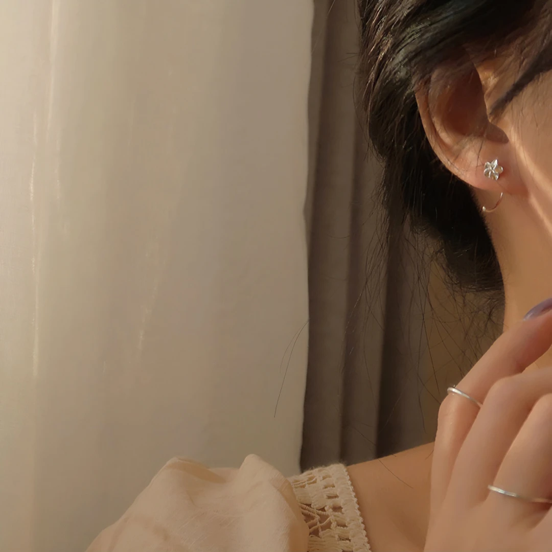 足银耳饰 足银990珠耳钉饰品百搭养耳洞耳针细针耳棍精致ins简约