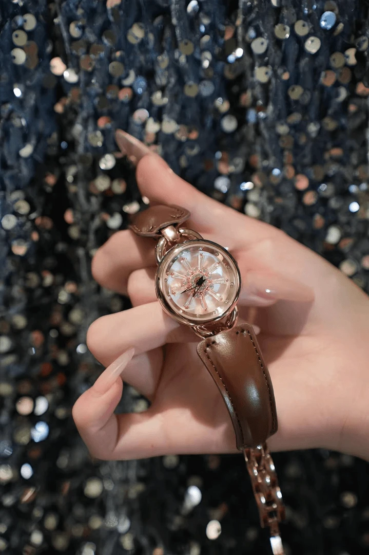 106新款高端奢华小众雪花包皮钢带女士手表镶钻防水手表女