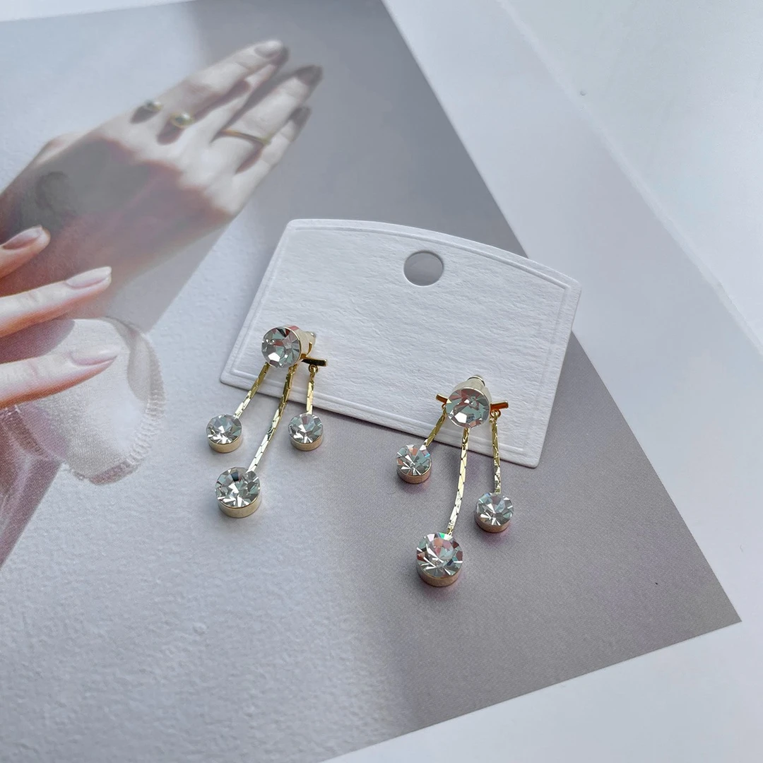 铜合金合成锆石耳饰 唯己【短视频【散落星河】简约大气流苏耳坠