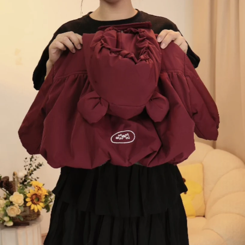 Oli20韩版加绒加厚连帽小熊耳朵设计款男童女童棉服外套
