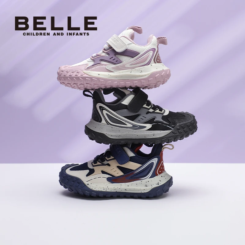 百丽儿童25春新款男童透气运动鞋女童软底防滑中大童时尚鞋DE4089