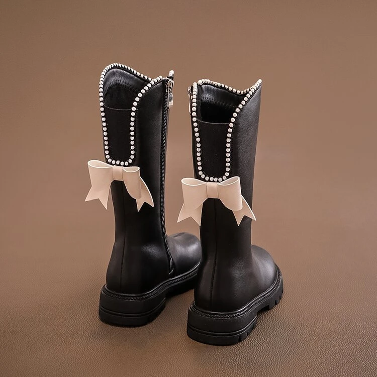 冬季新款女童鞋儿童长靴子2024年秋冬季新款长筒高筒皮靴小女孩洋