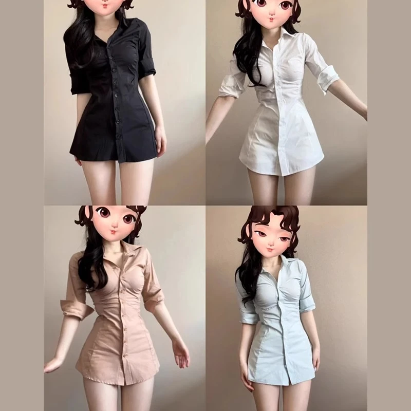 纯欲辣妹白色衬衫POLO连衣裙女秋季2025新款收腰显瘦包臀时尚短裙