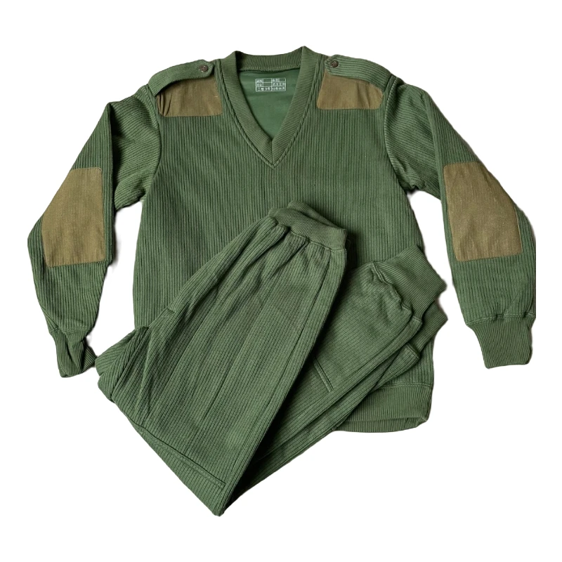 绒衣绒裤套装V领针织套装加厚防寒保暖微细丙纶