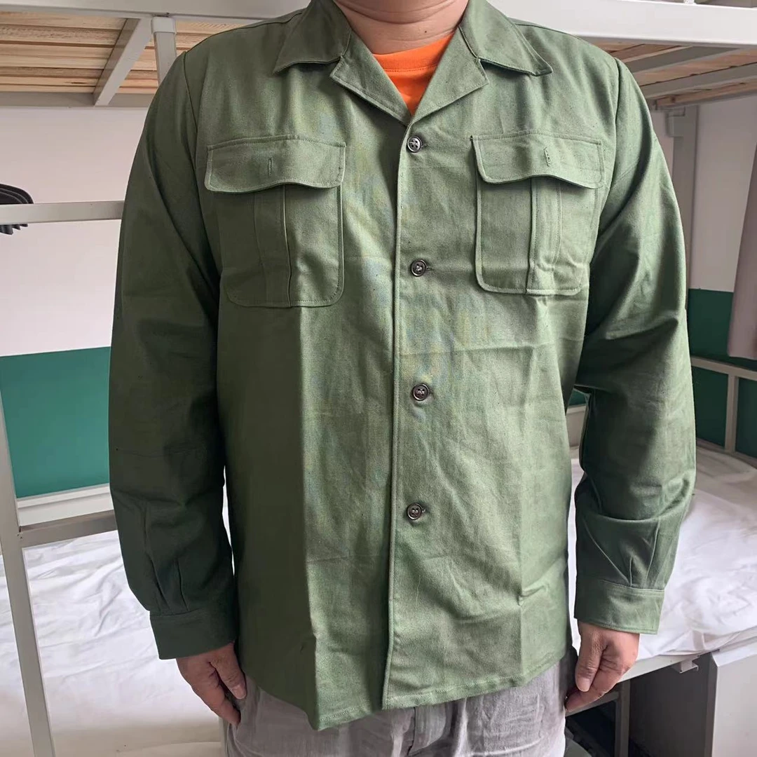 柒扒春秋男士胶木扣衬衣耐磨休闲户外长袖舒适工作服透气