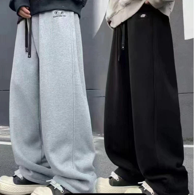 我们俩-青少年直筒休闲加绒卫裤