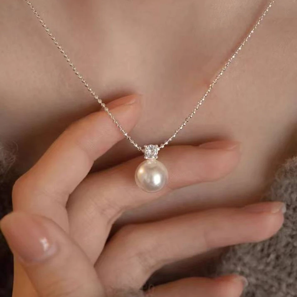 链子925银 经典戴妃款珍珠项链 · 8mm-9mm S925银色项链王妃气质