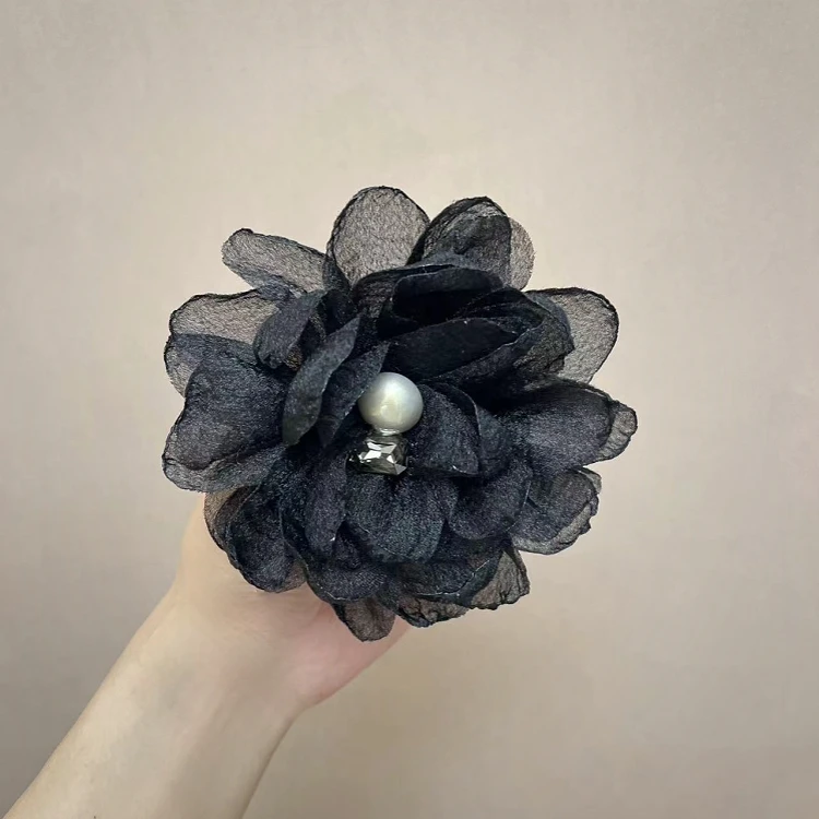 黑玫瑰花水晶发圈发绳