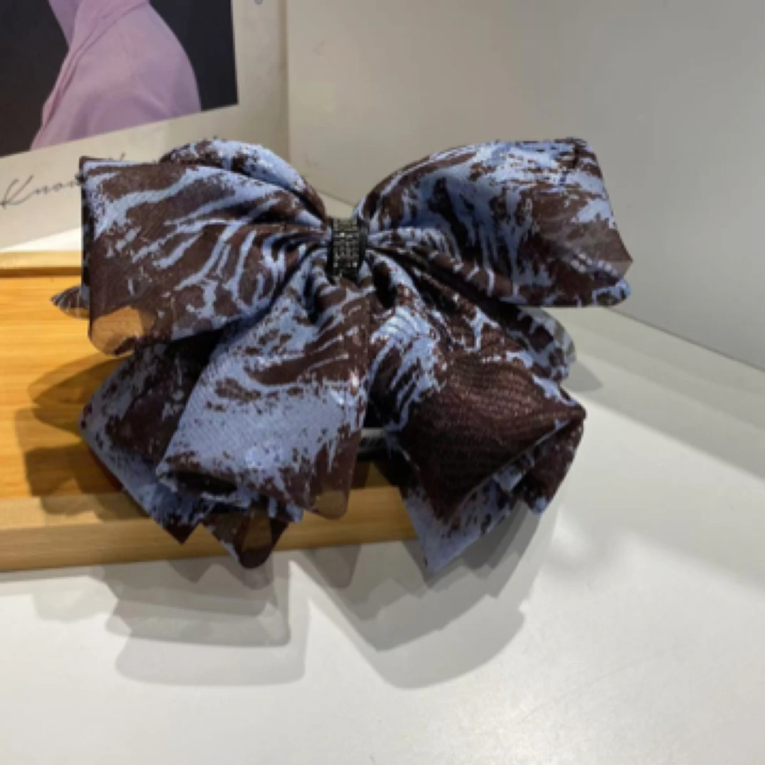 【松果系列】新款马尾夹蝴蝶结抓夹美拉德蓝咖配色高扎半扎马尾辫