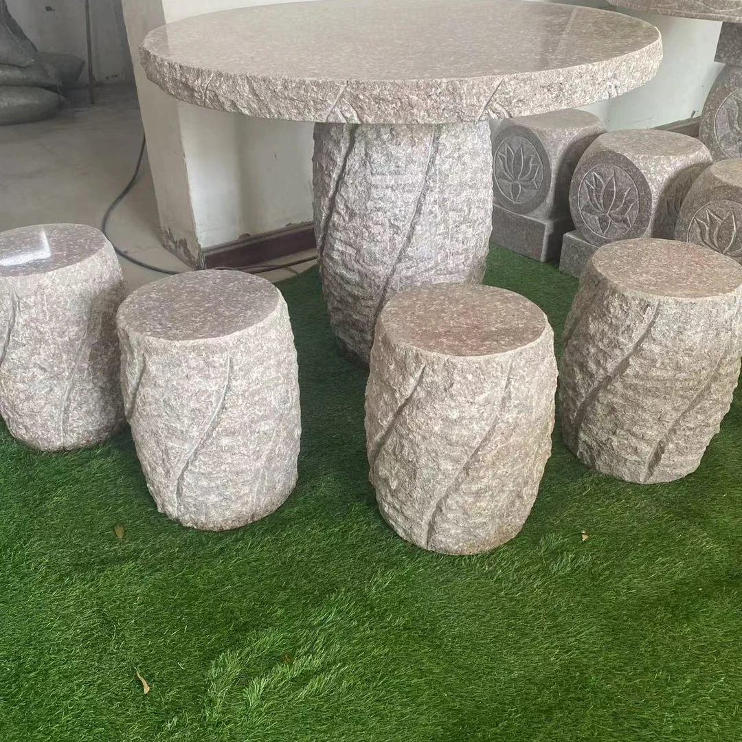 【县城或市区物流点自提货】天然石材石桌石凳花岗岩圆桌自然面庭院