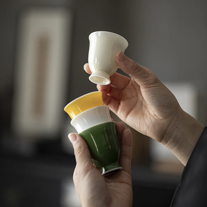 功夫茶具薄胎闻香品茗茶杯家用单个主人个人杯 茶艺文人茶器陶瓷