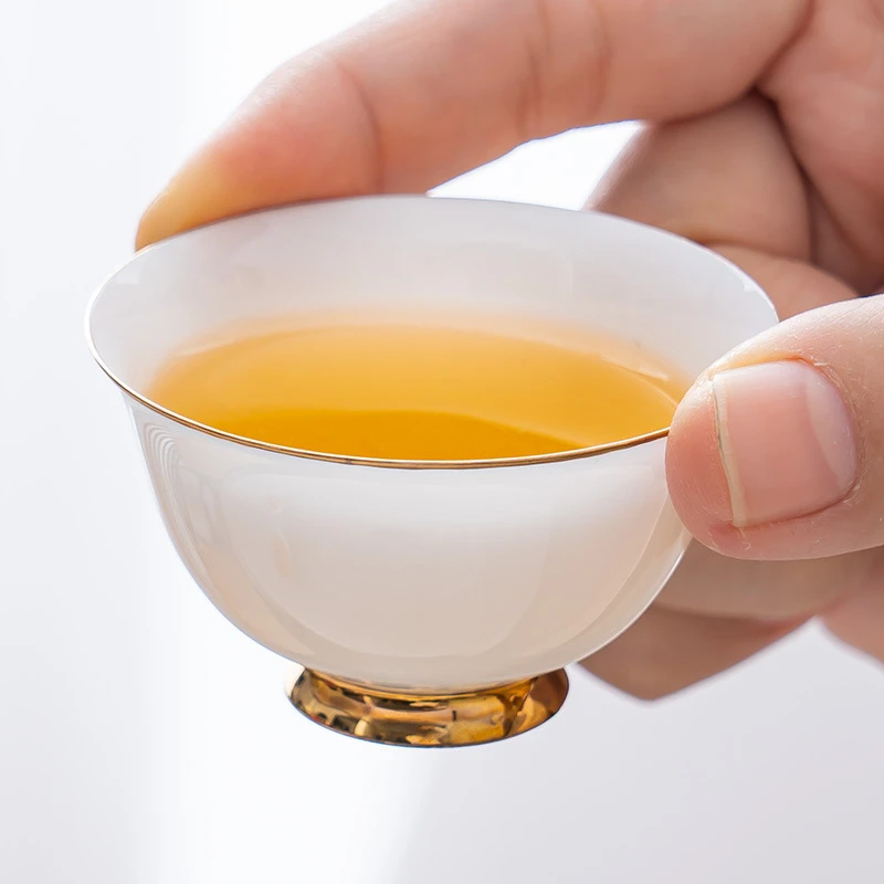 潮州骨瓷薄胎工夫茶杯品茗杯闻香杯功夫茶具陶瓷茶杯描金反口杯