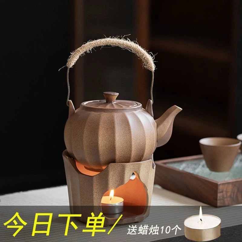 围炉煮茶器具全套茶壶提梁侧把壶复古手提粗陶茶具家用泡茶壶单壶