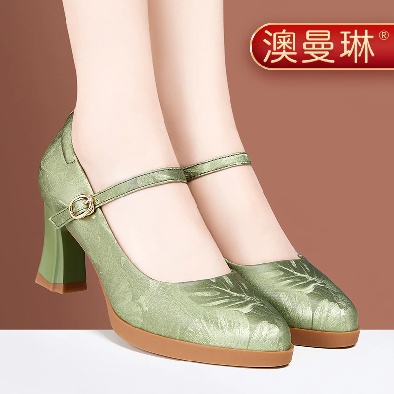 新中式搭配旗袍马面裙的鞋子女高跟鞋走秀中国风复古软底舒适单鞋