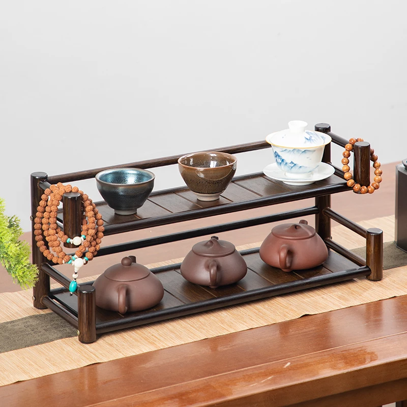 桌面博古架功夫茶杯置物架收纳架紫砂壶展示壶杯架茶具茶壶摆放架