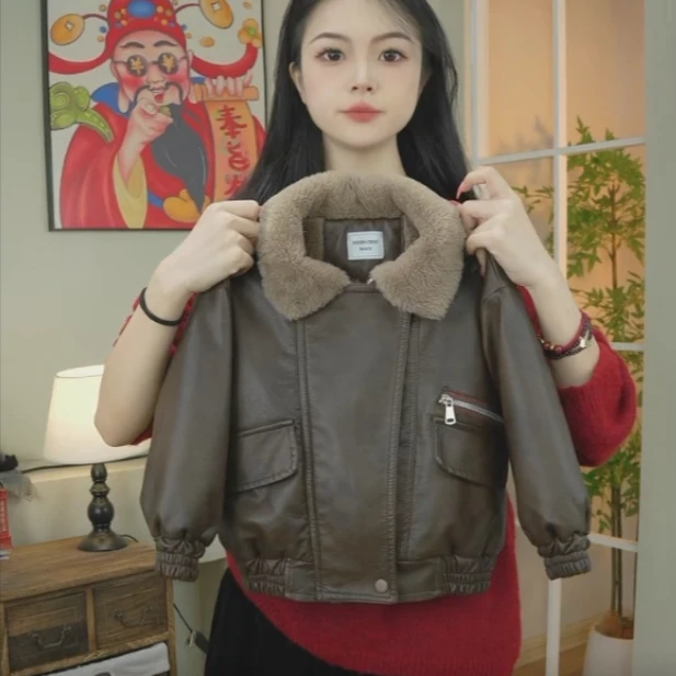 童装男童酷帅皮衣外套新款洋气秋冬装儿童韩范加绒厚冬款韩版