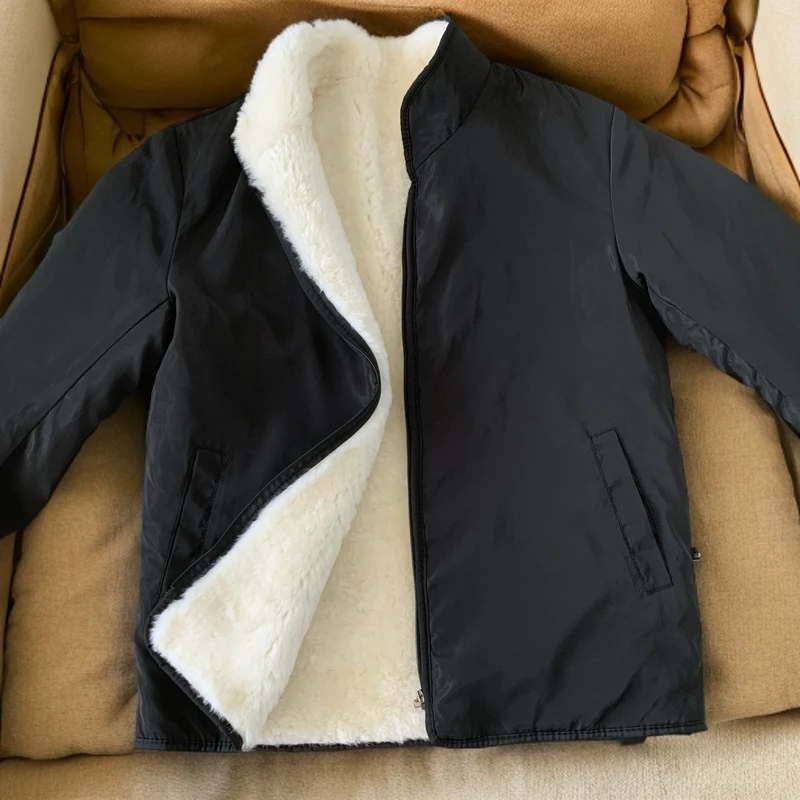 梵基弗奈高端防寒服羊毛棉袄男皮毛一体外套加绒加厚保暖冬季棉衣