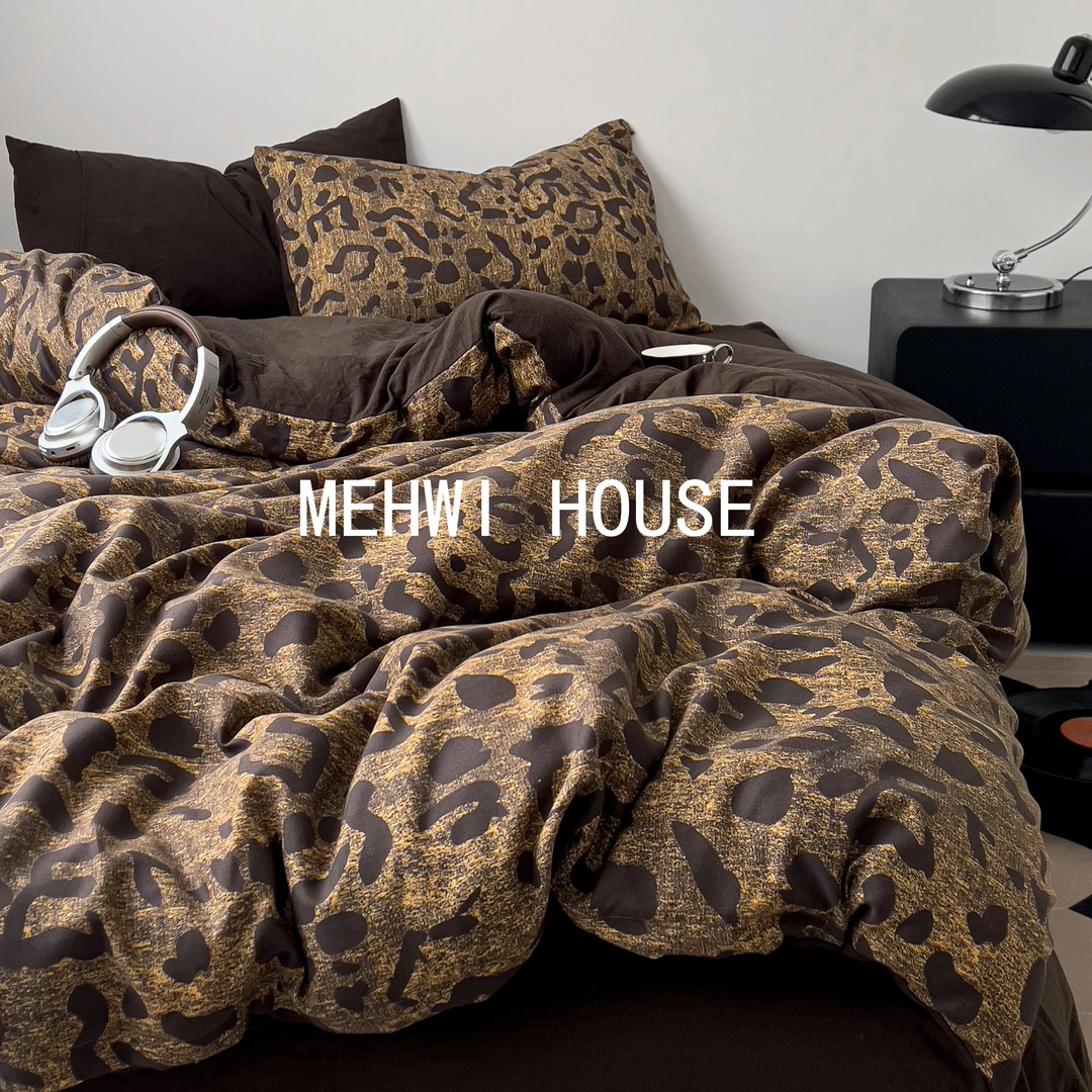【MEHWI】新款豹纹美式复古美拉德印花四季款三件套四件套 新疆包邮
