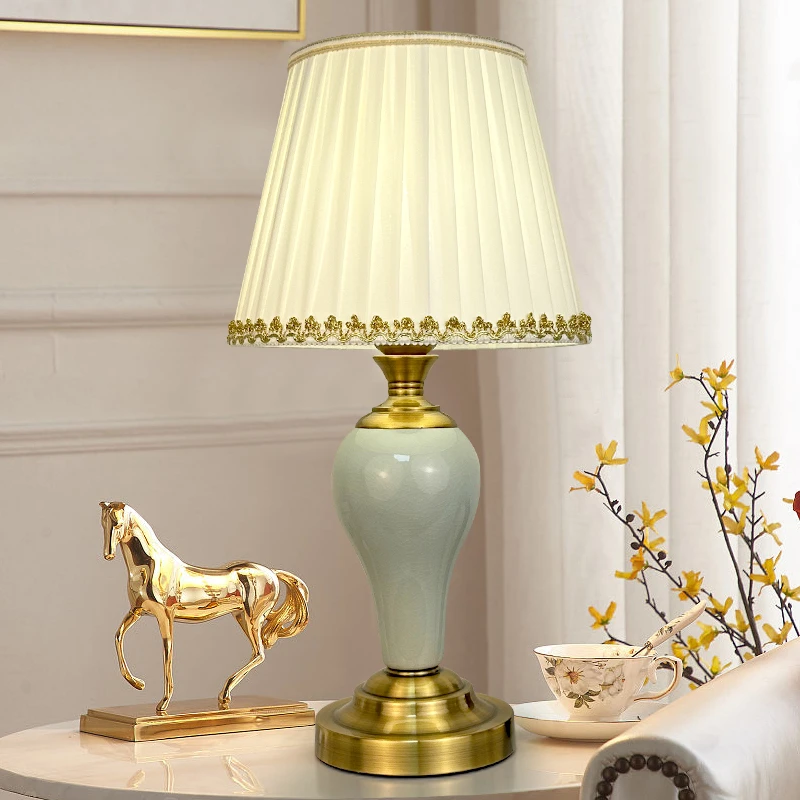 欧式简约现代家用客厅书房奢华床头陶瓷台灯具触摸温馨暖光结婚房