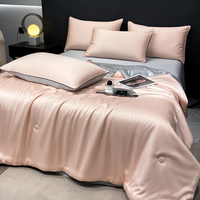 【100%莱赛尔】夏季天丝夏被（四件套）木浆植物纤维丝滑凉爽轻奢简约