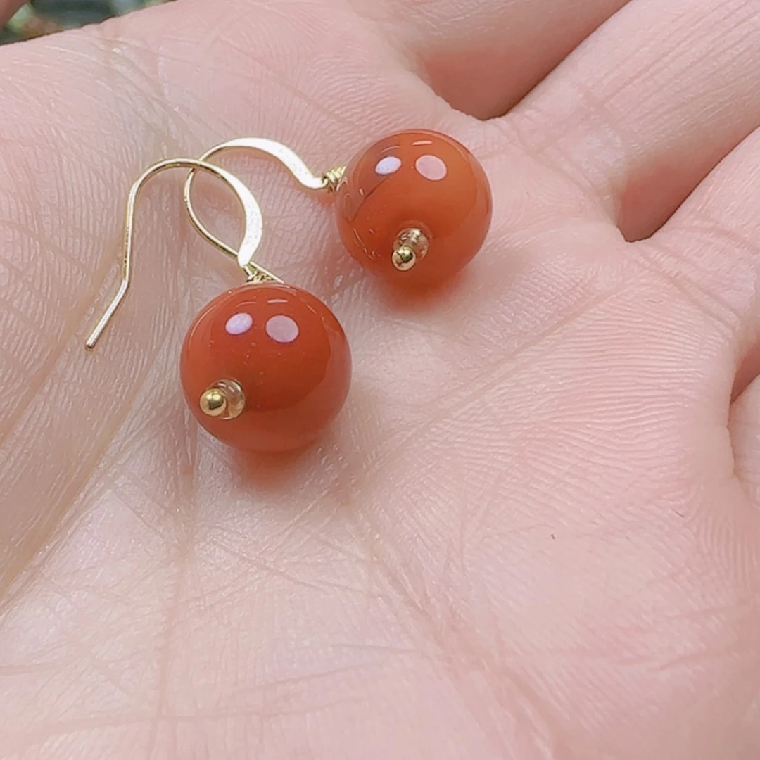 【闪购商品】玛瑙/玉髓耳钉合金随机发