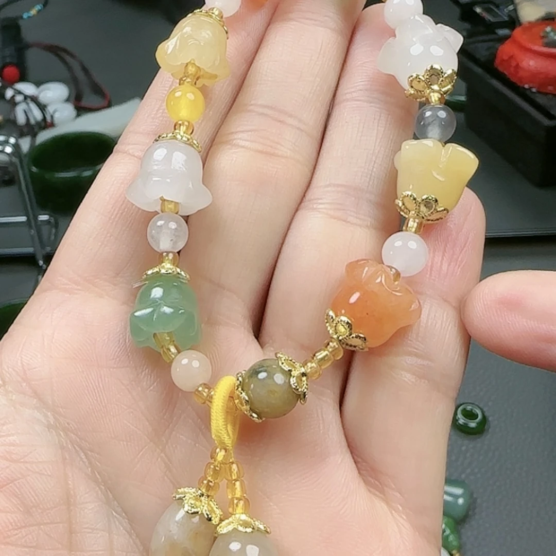 【闪购商品】石英质玉手链合金金丝玉