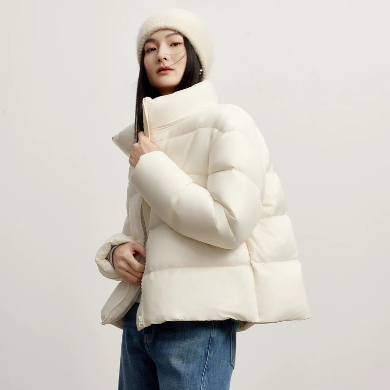 伊芙丽立领直身宽松版型落肩袖短款羽绒服2024秋新款1F9980562