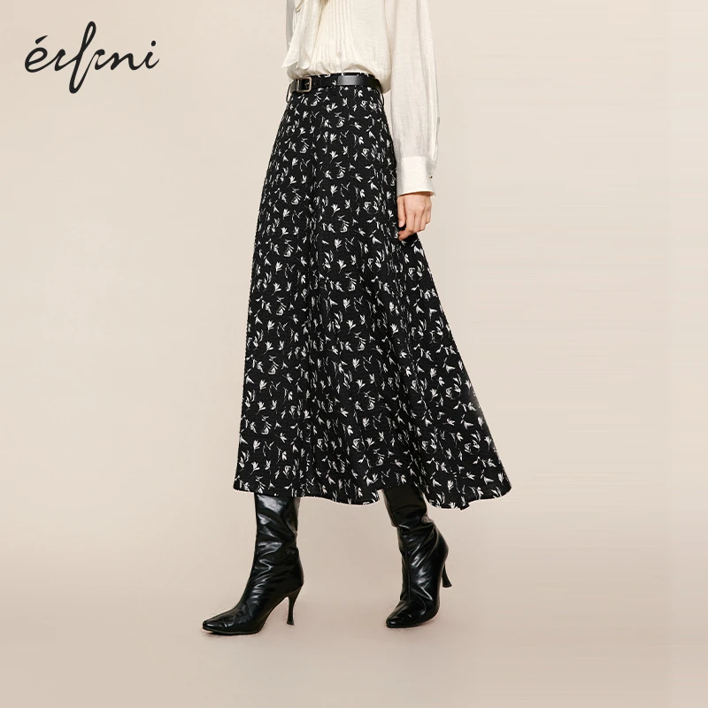 伊芙丽A字半裙波浪碎花拼接韩式女装显瘦半身裙1F1940531