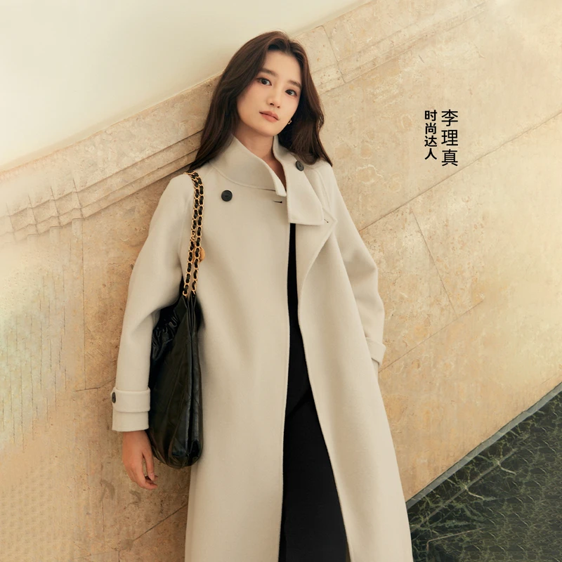 【慕尼黑夜】伊芙丽高智绵羊毛双面羊绒大衣中长款外套1FA971041