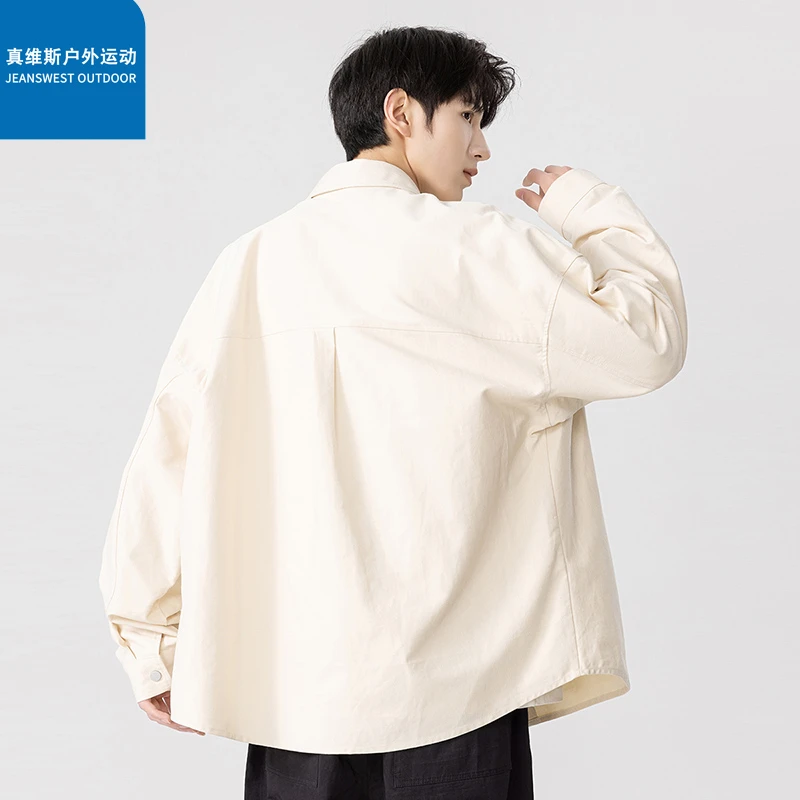 真维斯2024新款长袖衬衣休闲宽松潮流韩版简约百搭衬衫6086