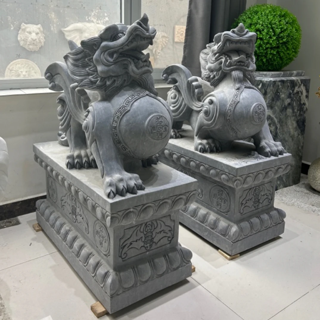 石雕貔貅一对庭院户外酒店招财摆件家用门口神兽汉白玉麒麟