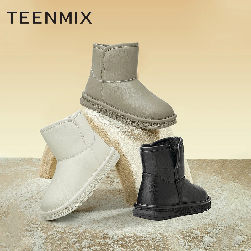 Teenmix/天美意冬商场同款时尚简约休闲保暖女雪地靴BF871DD2