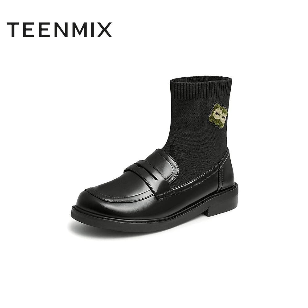 Teenmix/天美意休闲商场同款通勤飞织弹力靴袜靴女靴CXF61DZ2