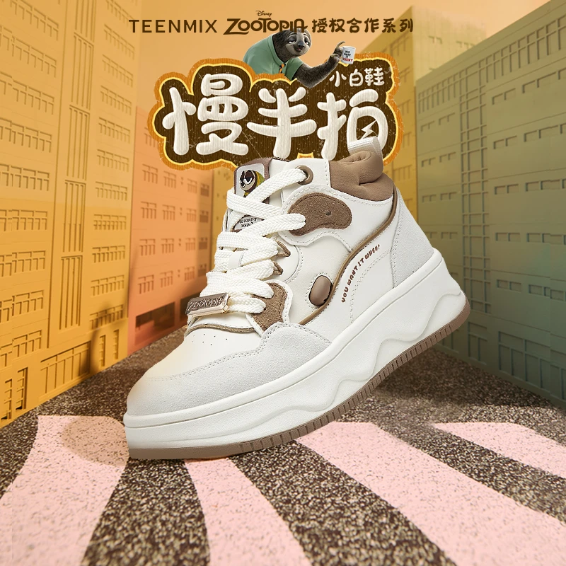 【慢半拍】天美意冬新款疯狂动物城联名百搭女短靴高帮板鞋CQ141DD4