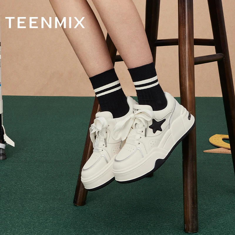 天美意2024春新款商场同款厚底简约百搭潮流休闲鞋女板鞋BI161AM4