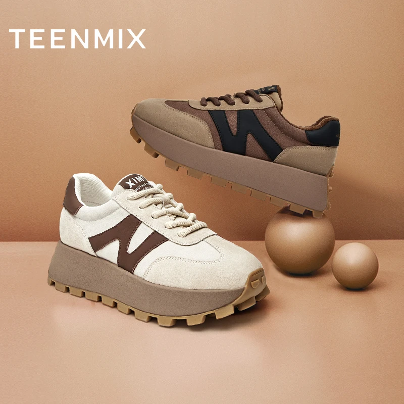 天美意25秋运动休闲时尚百搭保暖厚底拼色低帮女阿德训鞋KG009AM4