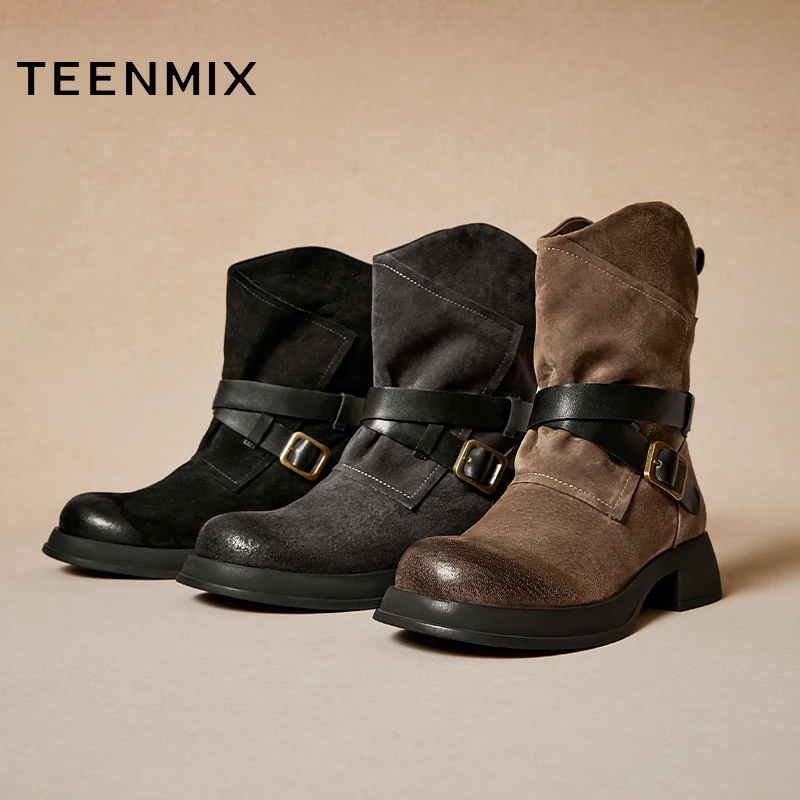 【旷野之息】天美意冬秋冬款一脚蹬复古百搭休闲y2k西部靴KQZ01DZ4