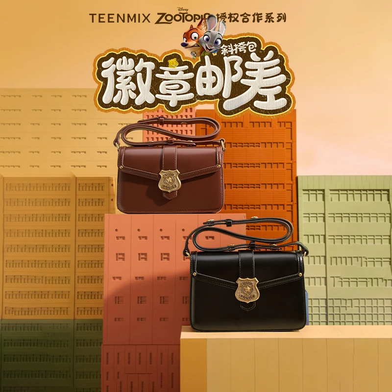 【徽章邮差包】天美意新款疯狂动物城联名ins邮差女斜挎包X2954CX4