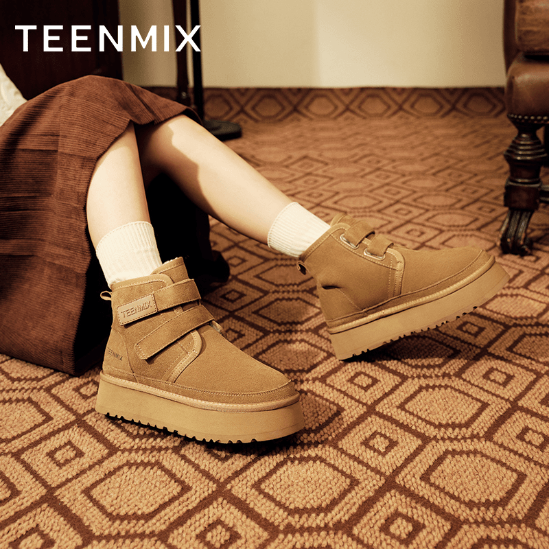Teenmix/天美意冬新时尚复古增高高帮保暖雪地靴女休闲靴NXD22DZ2