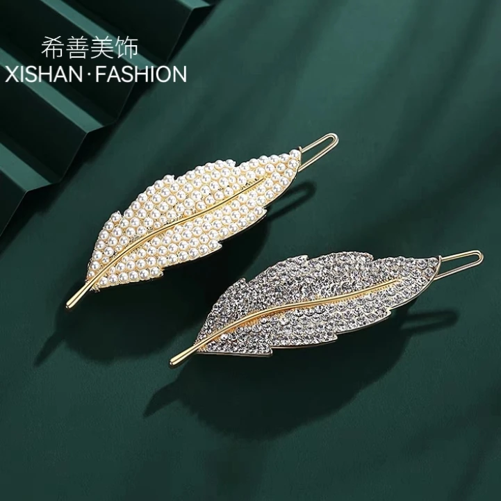 铁合金发饰 蝴蝶结羽毛边夹侧夹刘海夹一字夹发卡横夹百搭发夹子