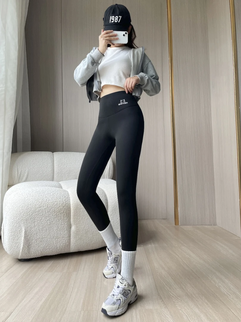 深冬款加绒保暖简约黑色显瘦气质百搭羊绒蚕丝蛋白芭比裤-N