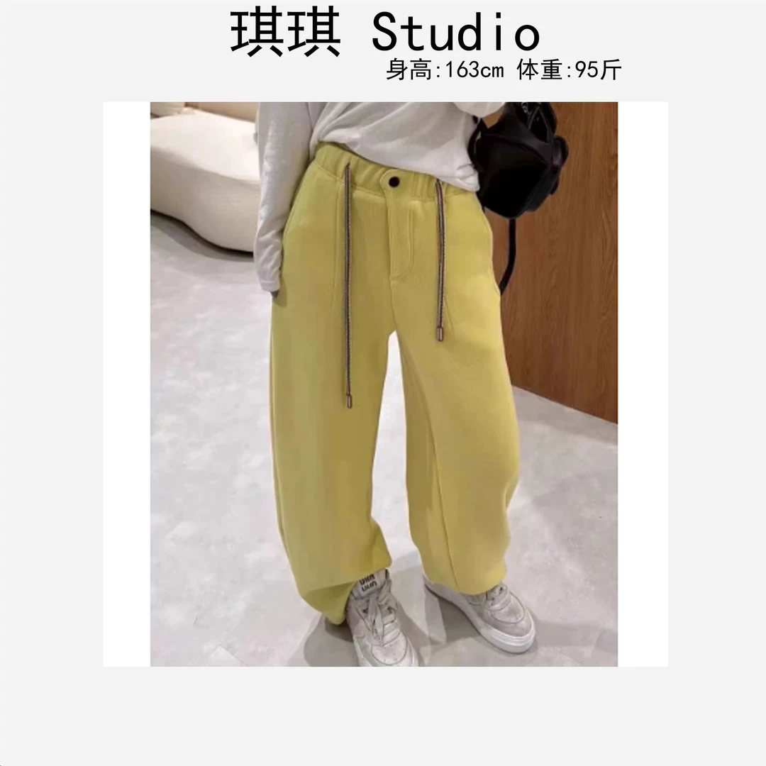 冬季新款加颗粒绒纽扣迷彩抽绳多巴胺系显瘦减龄百搭休闲裤1998-X