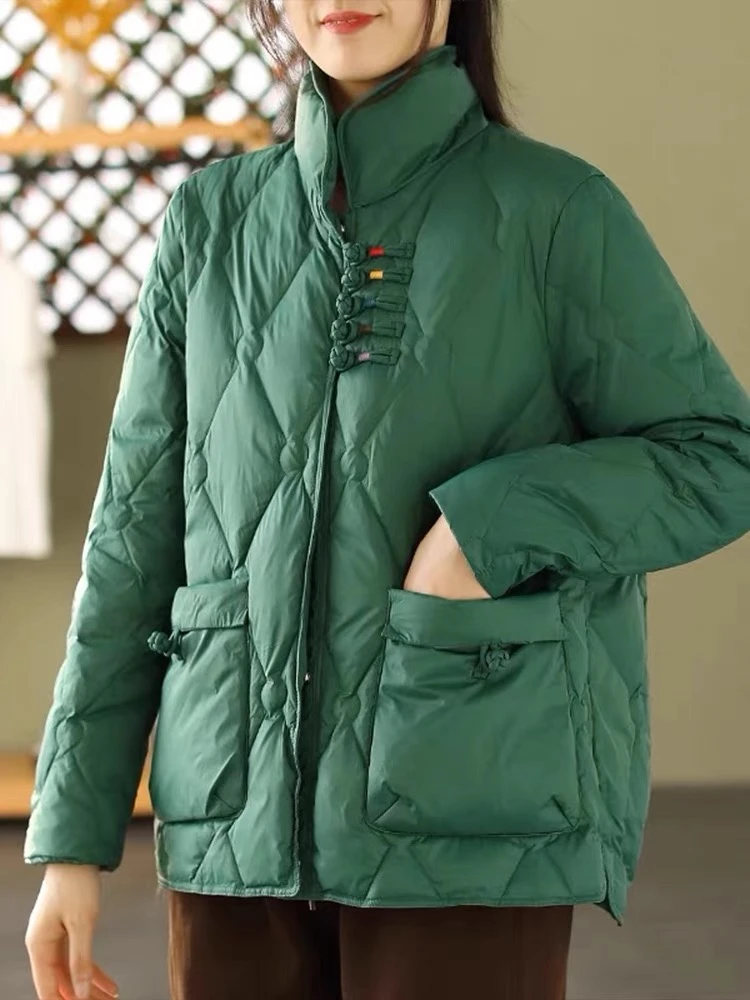 彩色盘扣保暖休闲短款立领女士外套