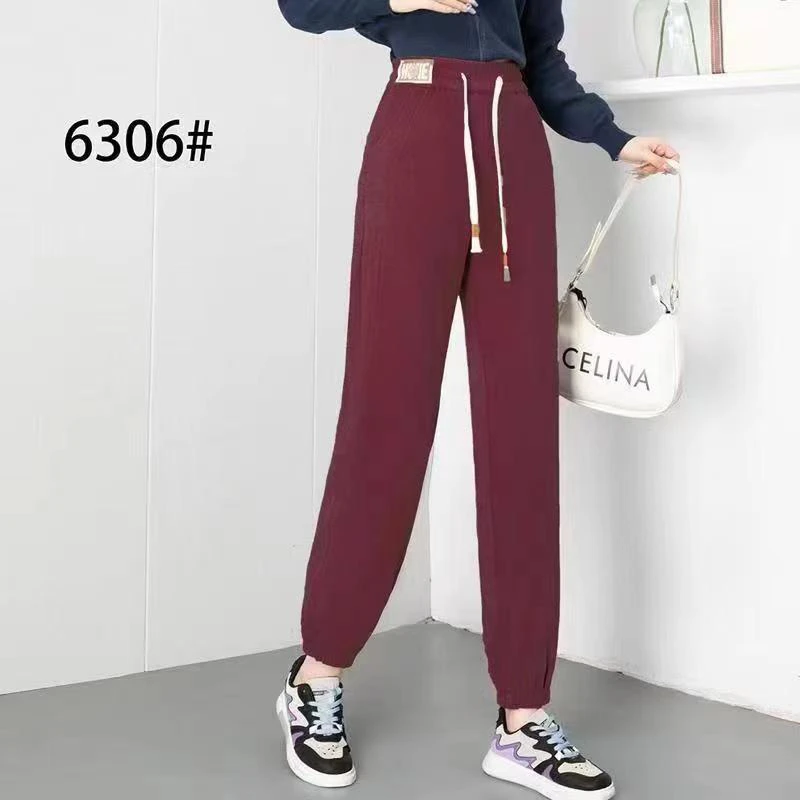 JX【6306灯芯绒束脚裤】显瘦高腰时尚休闲百搭外穿秋冬抽绳