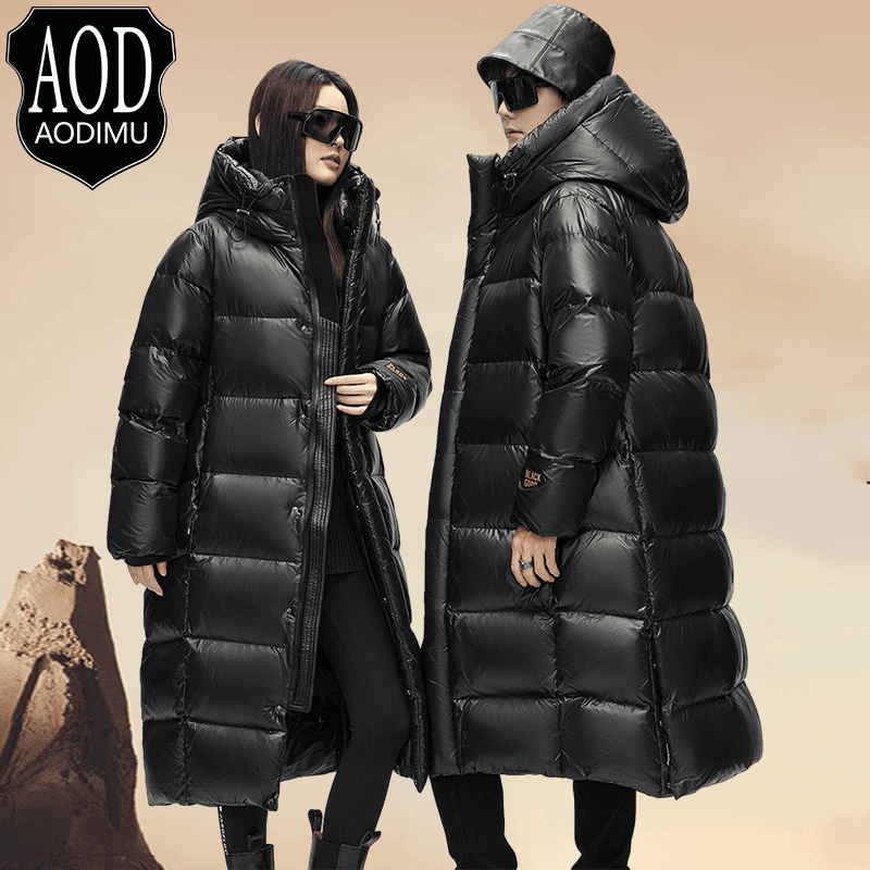 aod/奥蒂慕 黑金高充绒90白鹅绒羽绒服极寒-40°防寒男女同款特厚长款情侣外套
