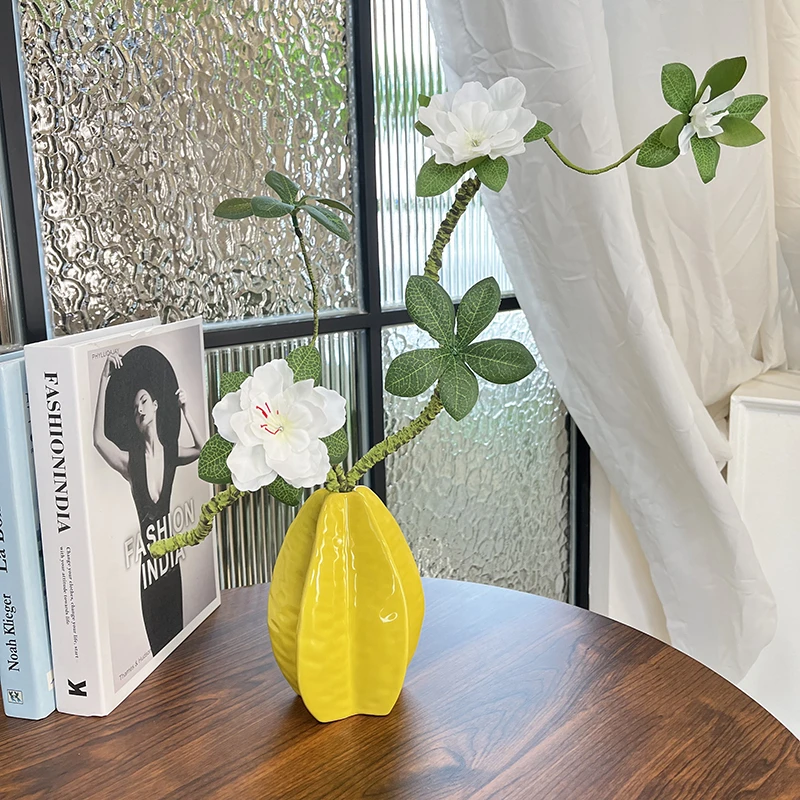 梵枝仿真栀子花杨桃花瓶轻奢百搭家居客餐厅玄关书房卧室摆件